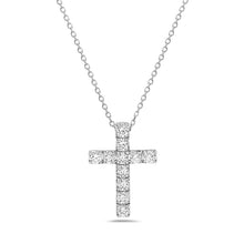 Load image into Gallery viewer, 14k White Gold Diamond Cross Necklace
