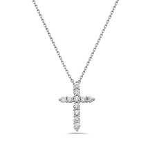 Load image into Gallery viewer, 14k White Gold Diamond Cross Necklace
