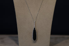 Load image into Gallery viewer, 14k White Gold Onyx and Diamond Pendant and Chain
