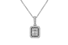 Load image into Gallery viewer, 18k White Gold Rectangular Cluster Diamond Pendant
