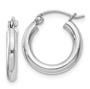 Sterling Silver Rhodium Plated Round Hoop Earrings (2.5mm)