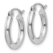 Load image into Gallery viewer, Sterling Silver Rhodium Plated Round Hoop Earrings (2.5mm)
