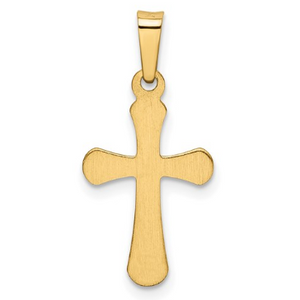14k Yellow Gold Polished Rounded Cross Pendant