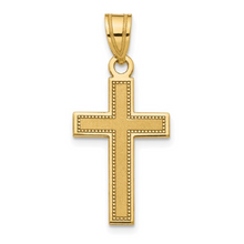 Load image into Gallery viewer, 14k Yellow Gold Cross with Textured Perimeter Detail
