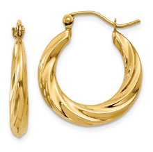 Load image into Gallery viewer, 14k Yellow Gold Polished Twisted Hoop Earrings
