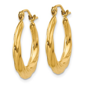 14k Yellow Gold Polished Twisted Hoop Earrings