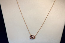 Load image into Gallery viewer, 14k Rose Gold Pink Amethyst &amp; Diamond Bean Shaped Pendant
