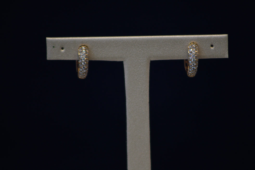 14k Rose Gold O-Shaped Pave Diamond Hoop Earrings
