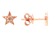 Load image into Gallery viewer, 14k Rose Gold Diamond Star Shaped Earrings

