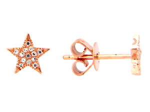 14k Rose Gold Diamond Star Shaped Earrings