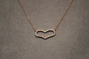 14k Rose Gold Diamond Heart Shaped Pendant with Extender