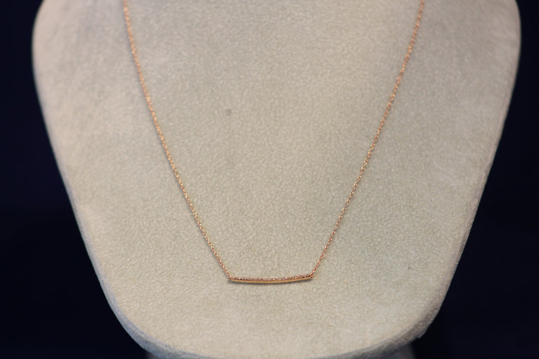 14k Rose Gold Diamond Bar Necklace