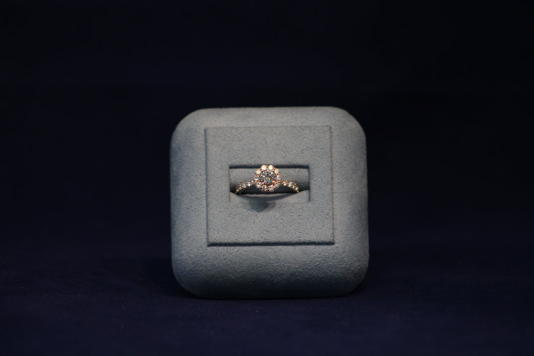 14k Rose Gold Diamond Halo Engagement Ring
