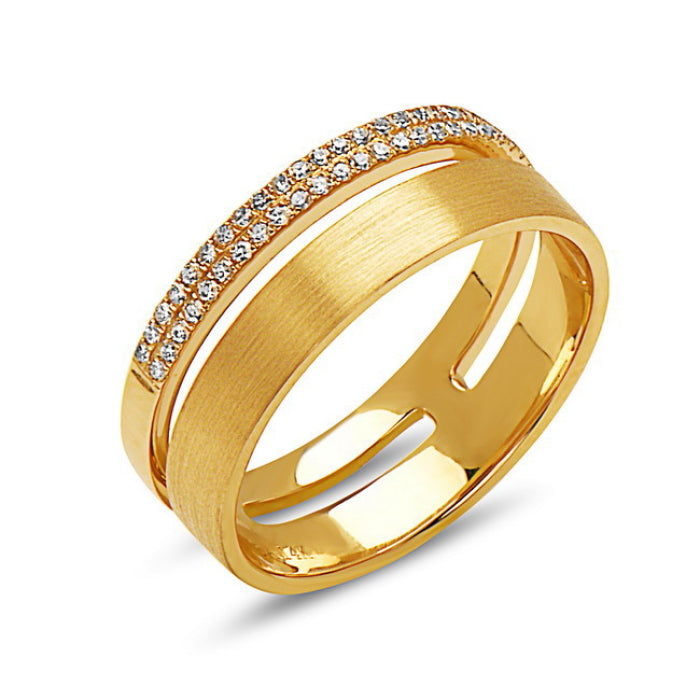 14k Yellow Gold and Diamond Fashion Ring