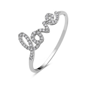 14k White Gold Diamond "Love" Ring