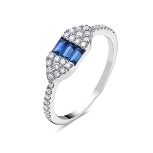 One Ladies 14k White Gold Sapphire and Diamond Ring