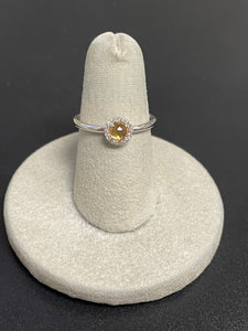One Ladies 14k White Gold Citrine and Diamond Ring