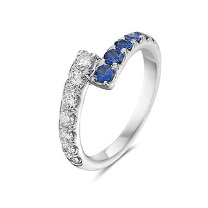 One Ladies 14k White Gold Diamond and Sapphire Ring