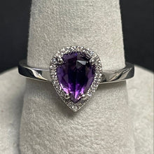 Load image into Gallery viewer, 14k White Gold Amethyst and Diamond Ring
