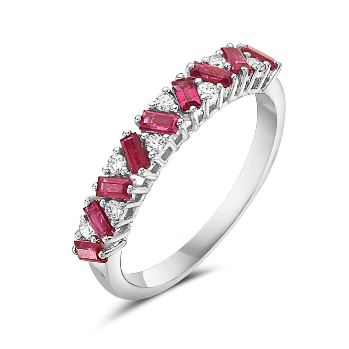 14k White Gold Ruby and Diamond Ring