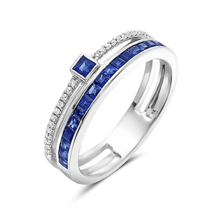 Ladies 14k White Gold Sapphire and Diamond Ring