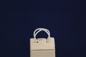 14k White Gold Diamond "X" Criss-Cross Ring