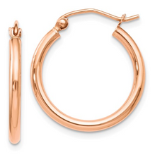 Load image into Gallery viewer, 14k Rose Gold Polished Hoop Earrings
