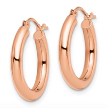 Load image into Gallery viewer, 14k Rose Gold 3mm Polished Hoop Earrings
