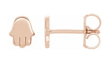 Load image into Gallery viewer, 14k Rose Gold Hamsa Stud Earrings
