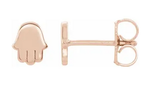 14k Rose Gold Hamsa Stud Earrings