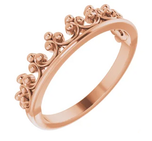 14k Rose Gold "Club" Style Crown Stackable Ring