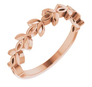 14k Rose Gold Tri-Leaf Stackable Ring