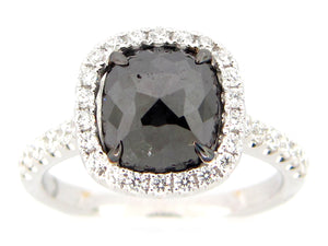 18k White Gold Black Diamond and Diamond Ring