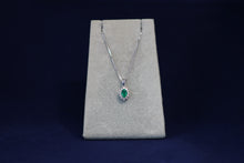 Load image into Gallery viewer, 14k White Gold Emerald and Diamond Pendant (18&quot; Chain)

