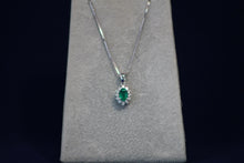 Load image into Gallery viewer, 14k White Gold Emerald and Diamond Pendant (18&quot; Chain)
