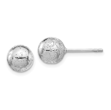 Sterling Silver Rhodium Plated Radiant Essence Ball Post Earrings