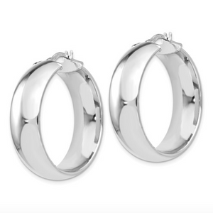Sterling Silver Rhodium-plated Hoop Earrings