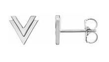 Load image into Gallery viewer, Sterling Silver Double &quot;V&quot; Stud Earrings
