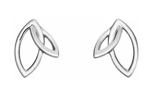 Sterling Silver Double Leaf Shape Earrings