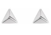 Load image into Gallery viewer, Sterling Silver 3D Pyramid Earrings
