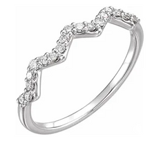 Load image into Gallery viewer, Sterling Silver Stackable Diamond Zig-Zag Ring
