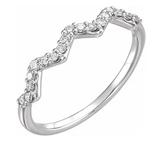 Sterling Silver Stackable Diamond Zig-Zag Ring