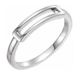 Sterling Silver Open Rectangle Stackable Ring