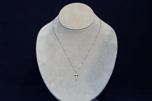14k White Gold Small Diamond Cross Pendant