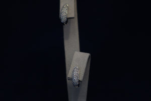 14k White Gold Pave Diamond Hoop Earrings