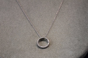 14k White Gold Small Circle Diamond Pendant