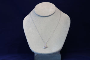 14k White Gold Cable Chain with a Diamond Sailboat Pendant