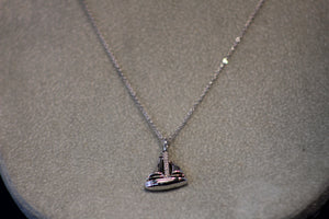 14k White Gold Cable Chain with a Diamond Sailboat Pendant