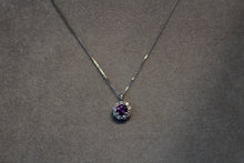 Load image into Gallery viewer, 14k White Gold Flower Pendant Setting with Bail, with Diamonds and Ameythst Center Stone
