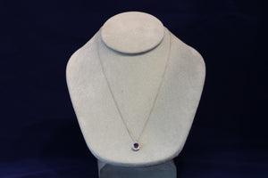 14k White Gold Round Single Halo Pendant with an Amethyst Stone